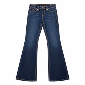 Domaine Brand Jeans Womens Dark Wash Flare Leg Low Rise Blue Denim Size M